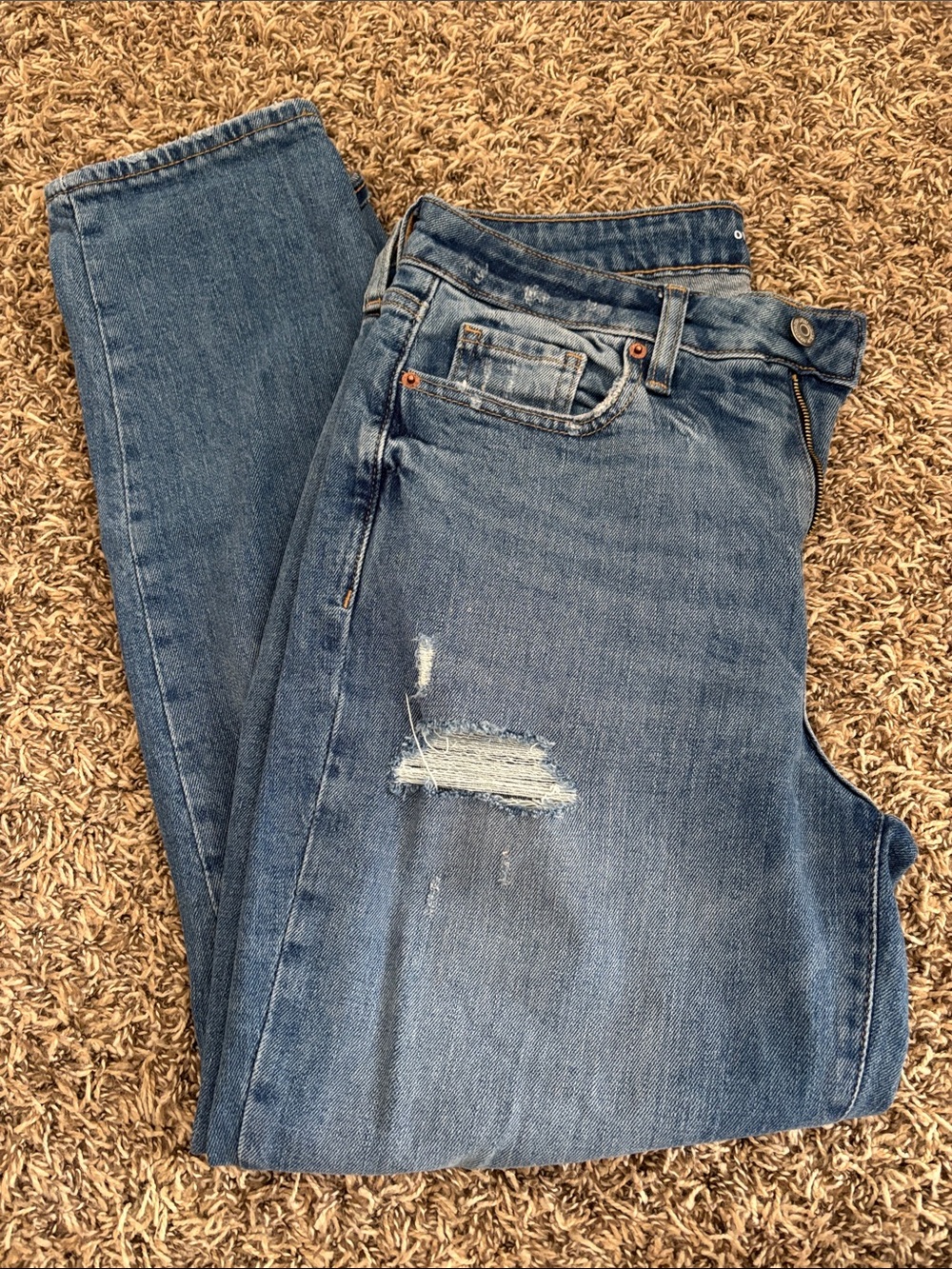 Old Navy High-Rise OG Straight Women's Distressed Blue Jeans
